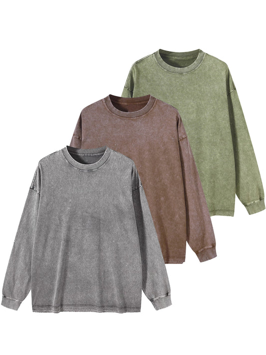 Unisex long-sleeve shirt in a washed look, crew-neck vintage sweatshirt