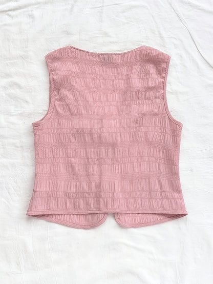Women's sleeveless vest with tie and crinkle look – Boho streetwear for leisure & vacation