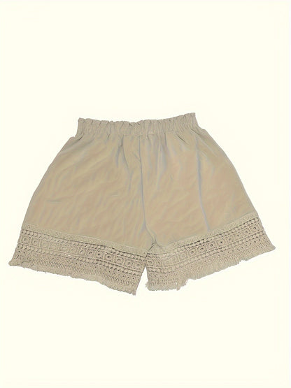 Women's Boho-Style Shorts with Crochet Details for Vacation and Leisure
