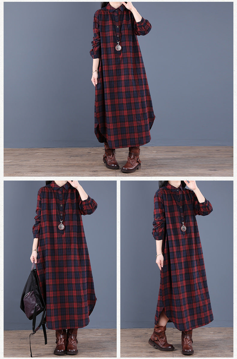 Esme – Cotton lapel dress with long sleeves for girls