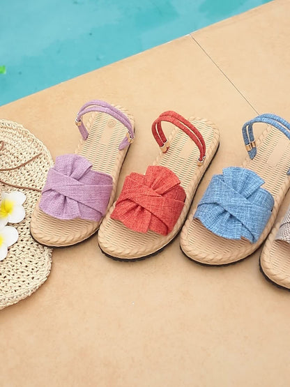 Women's summer sandals with bow and ankle strap – fashionable casual shoes for everyday wear & vacation