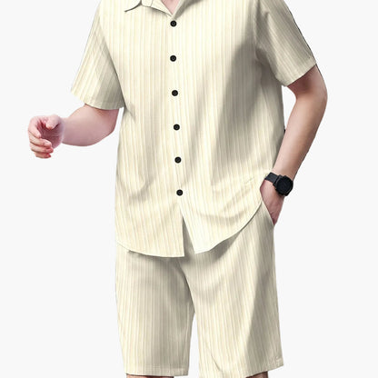 Men's Summer Casual Set with Short-Sleeve Shirt and Shorts – Ideal for Everyday and Vacation