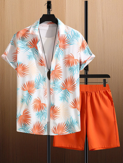 Herren Sommer Strand Set – Tropisches Kurzarmhemd & Shorts – Modisches Freizeit Outfit