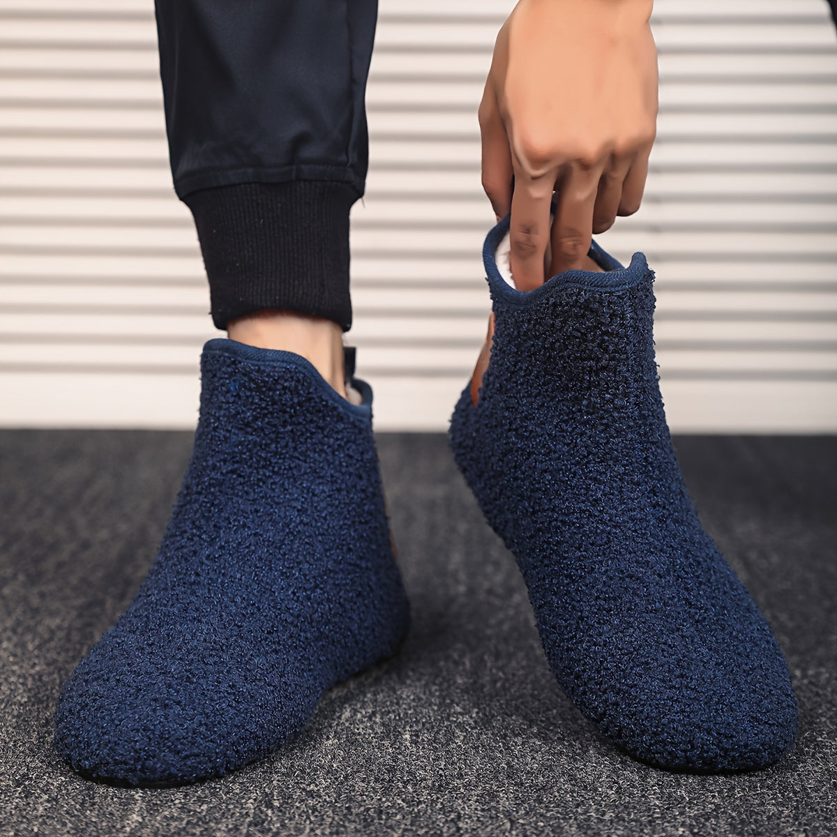 Unisex Teddy Fleece Slipper Ankle Boots, Soft, Warm Faux-Fur Look