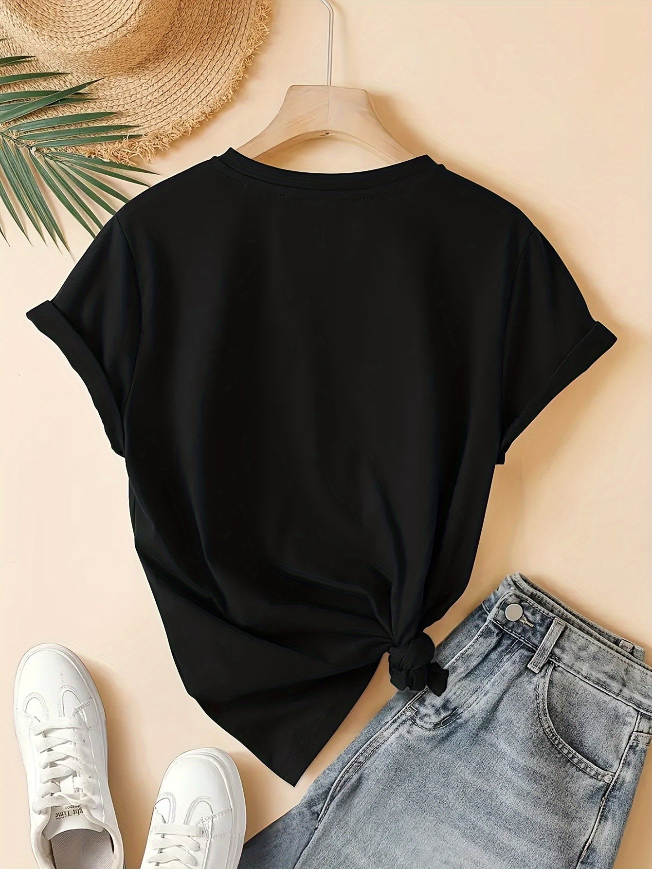 Damen T-Shirt mit lustigem Katzen-Print – Retro-Stil, Kurzarm, Sommer, Freizeit