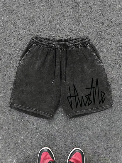 Herren Streetwear Shorts mit „Hustle“-Print – Lässige Urban Style Shorts für Alltag und Freizeit