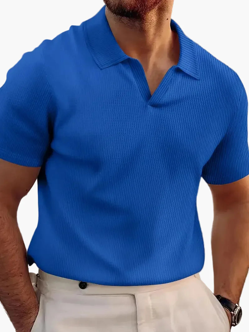 Men's Short-Sleeve Polo Shirt Modern V-Neck Casual Elegant