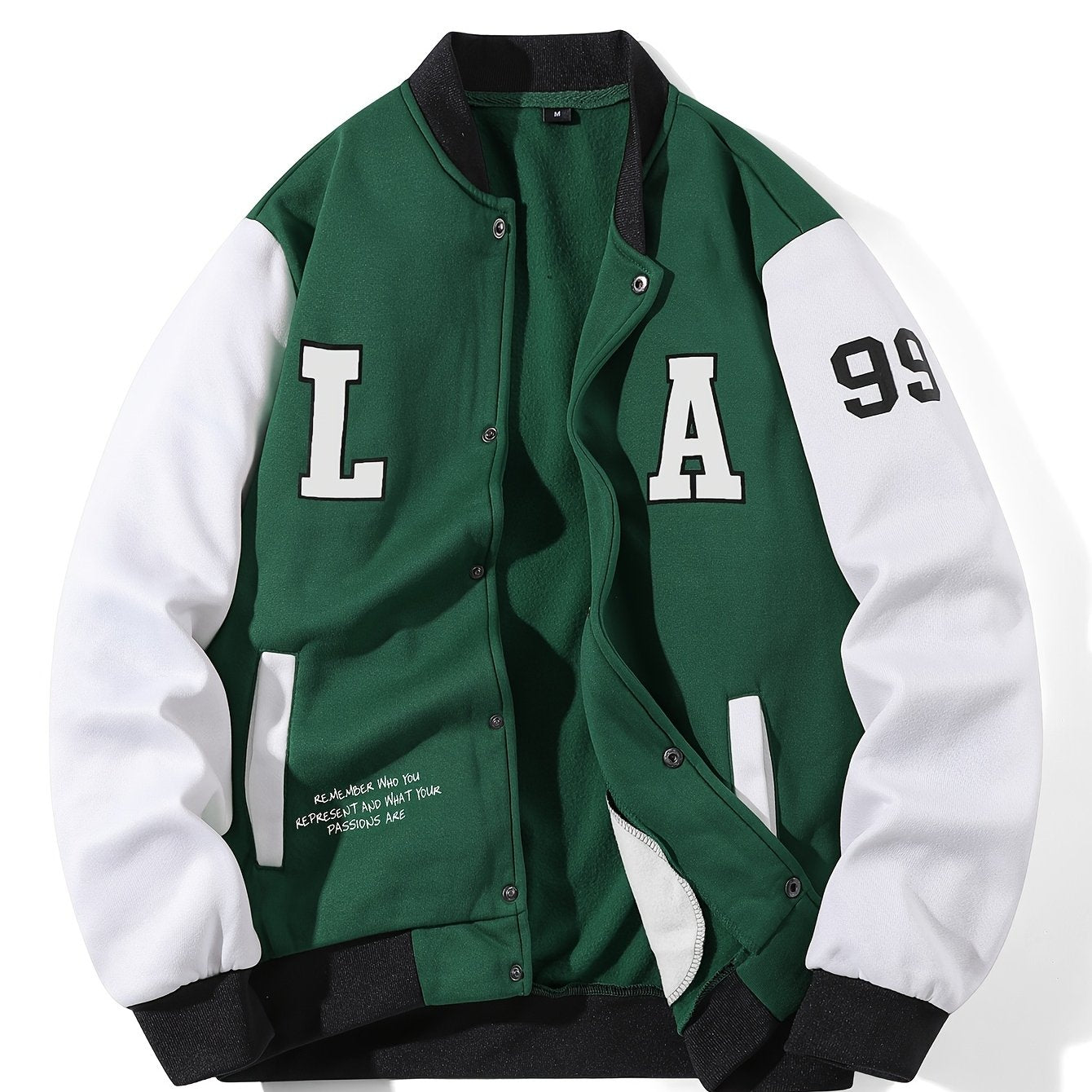Baseball college jacket with “L A 99” lettering