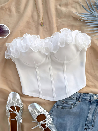 Women's Corset Top Elegant with Ruffles – Stylish Bustier for Spring and Summer