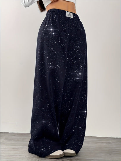 Damen Weite Sternenhimmel Freizeithose für Frühling und Sommer – Lässiger Streetstyle