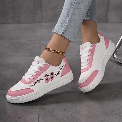 Damen Sneaker mit Blumenstickerei und modischem Freizeit-Look – Eleganter Alltagsschuh