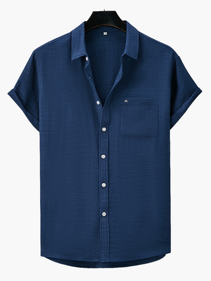 Men's Casual Short-Sleeve Shirt with Button Placket – Summer Regular Fit, Modern Design