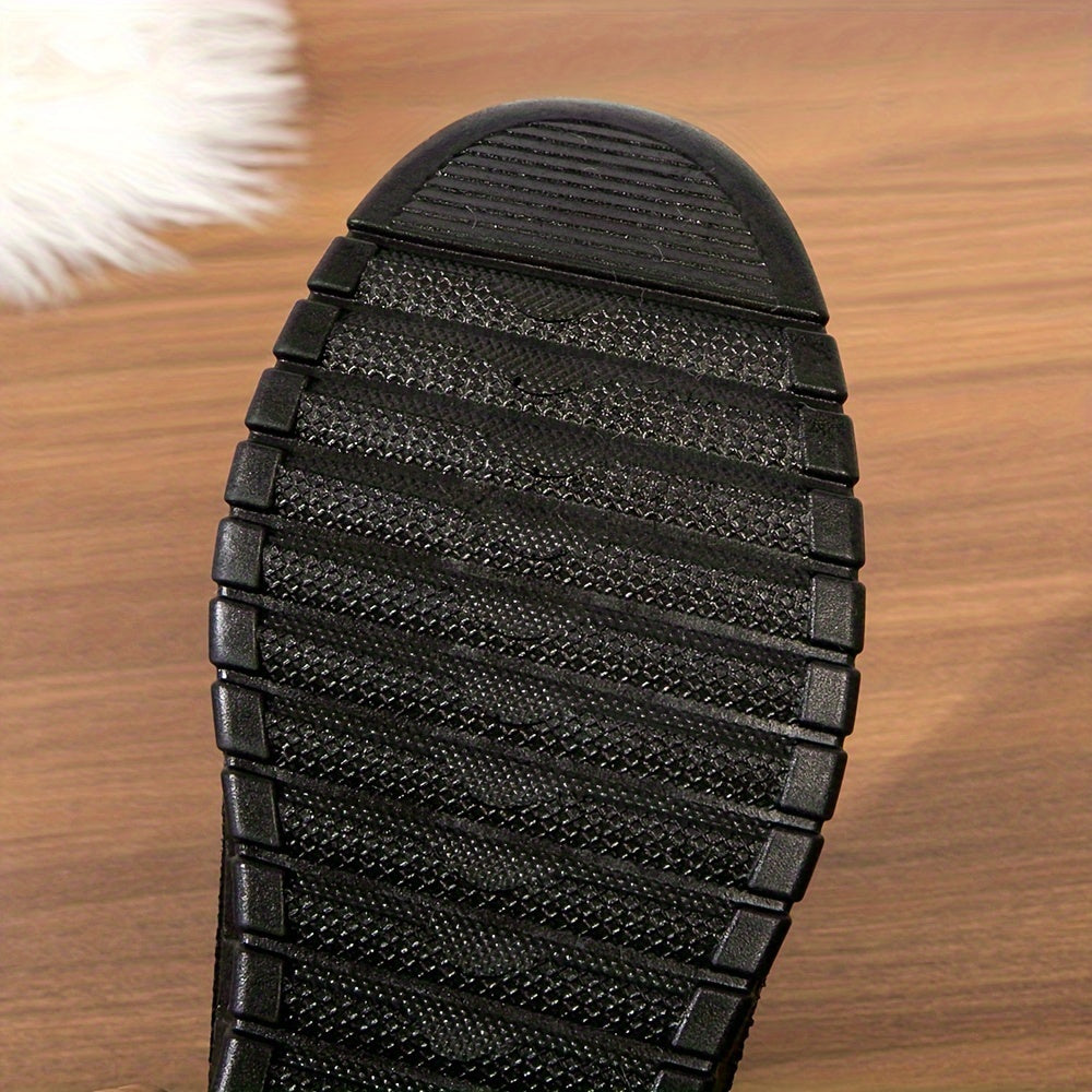 Men's lined black quilted winter slip-on shoes