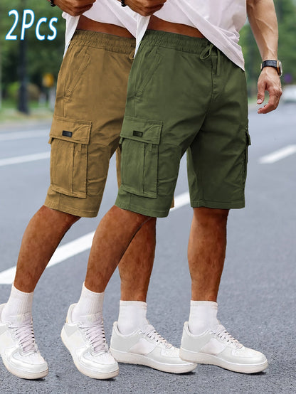 Men's Cargo Shorts 2-Pack – Casual Outdoor and Leisure Bermudas with Pockets