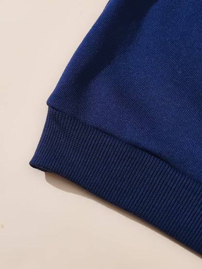 Unisex Langarm Sweatshirt Polo-Kragen "NEW YORK" Marineblau
