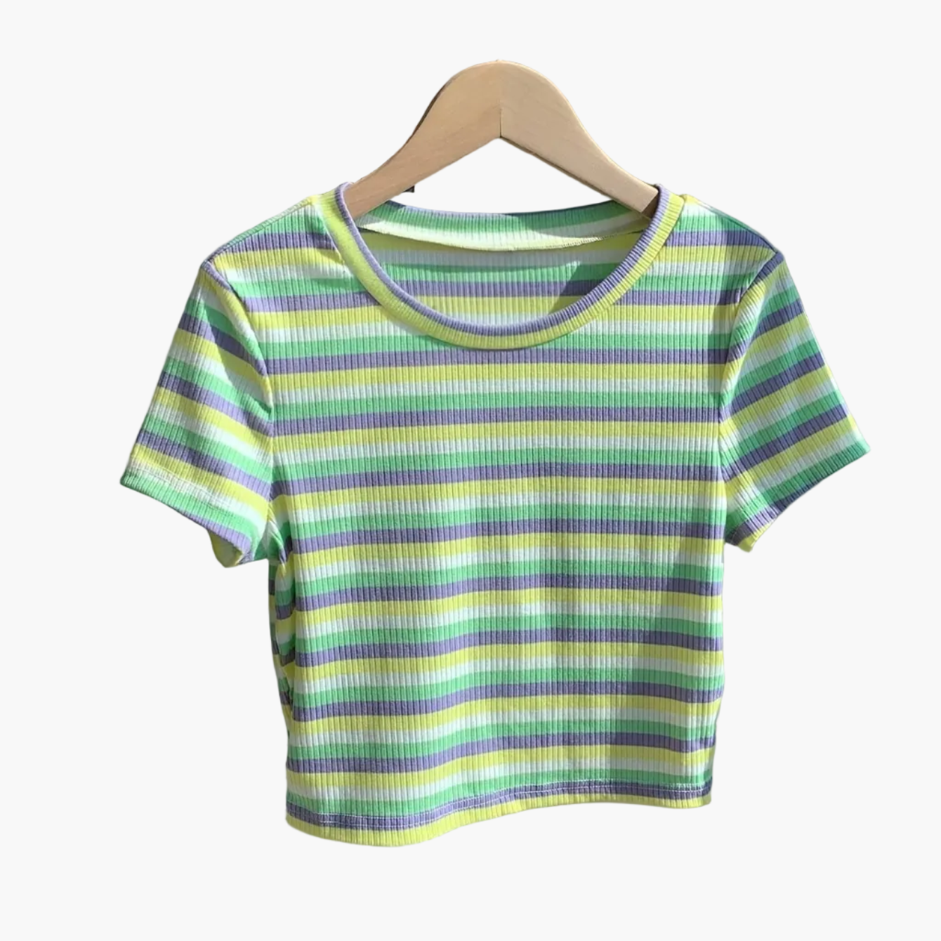 Women's Short-Sleeve T-Shirt with Stripe Pattern – Modern Casual Shirt in Retro Style