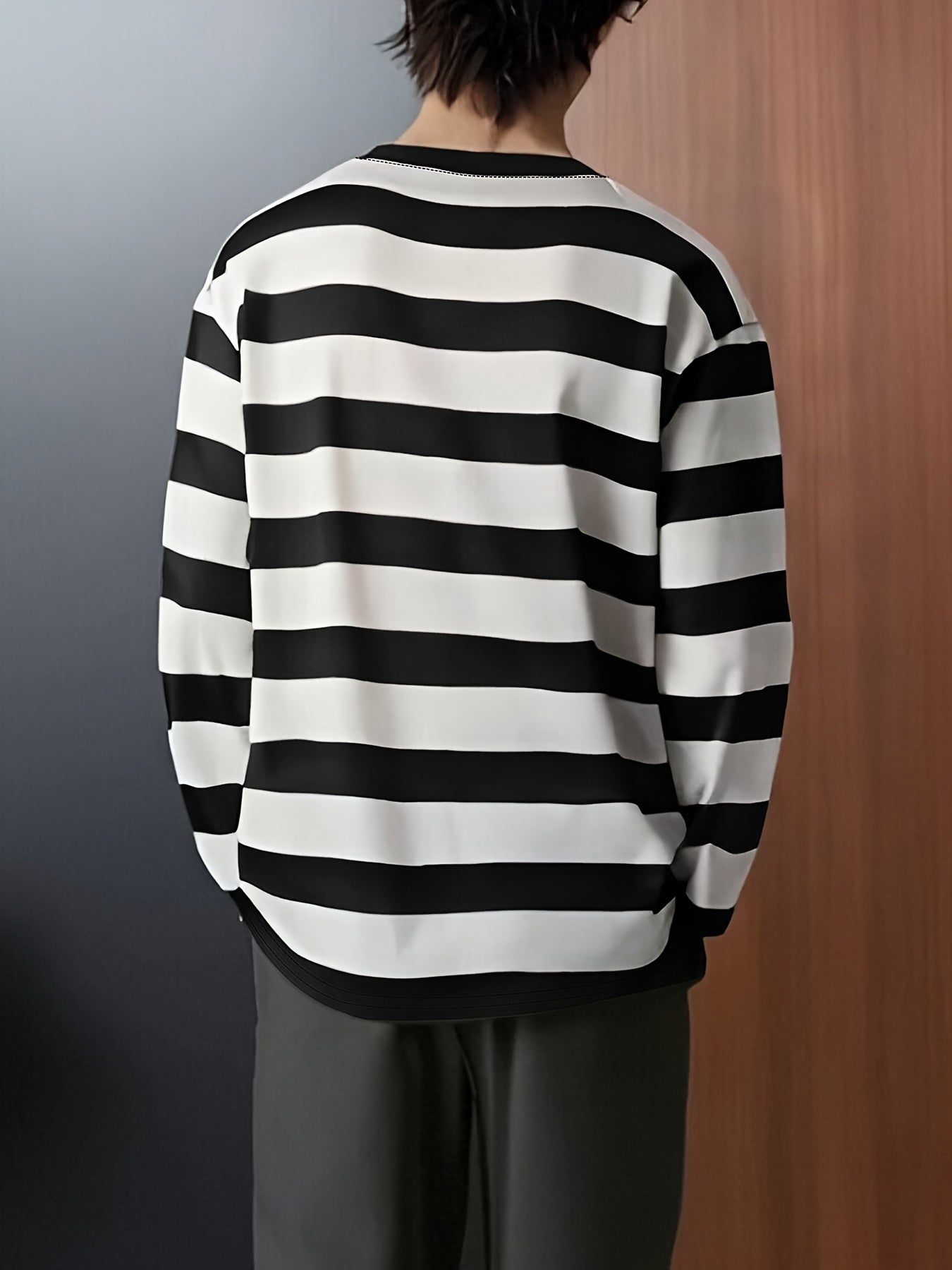 Gestreiftes Langarmshirt Rundhals Casual Passform