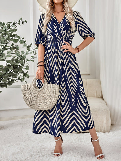 Women's maxi dress with chevron pattern and flattering fit – elegant casual and summer dress
