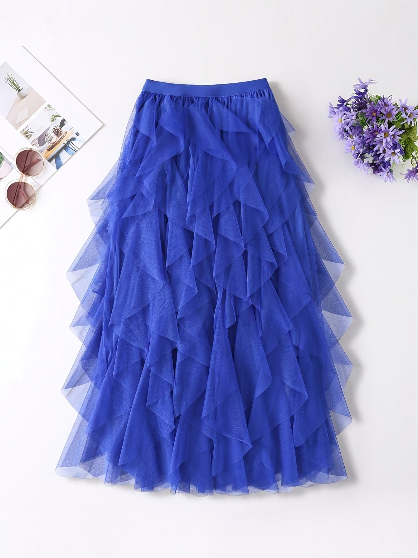 Women's Maxi Skirt with Ruffle Layers – Elegant Tulle Skirt for Formal Occasions