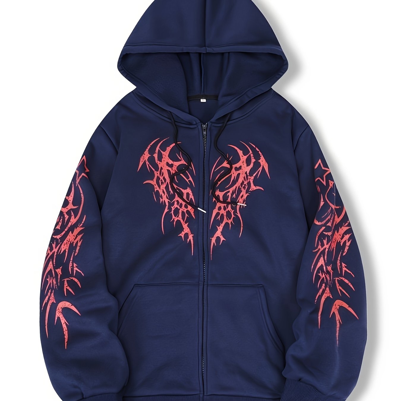 Hooded jacket with a zipper and graphic print