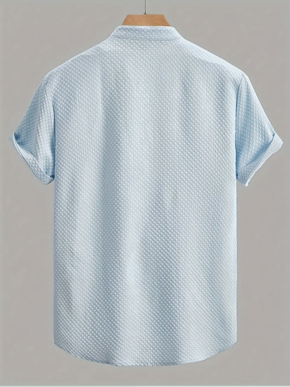 Men's casual shirt with short sleeves and stand-up collar – modern summer shirt for everyday and leisure use