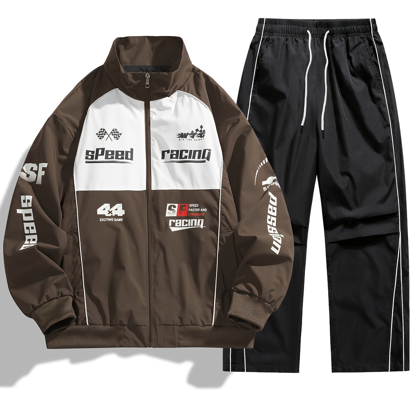 Unisex Trainingsanzug Racing-Design mit Reißverschlussjacke und Hose
