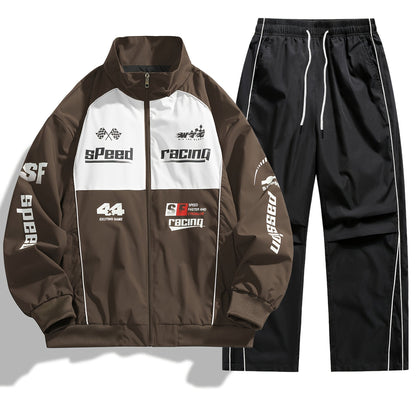 Unisex Trainingsanzug Racing-Design mit Reißverschlussjacke und Hose