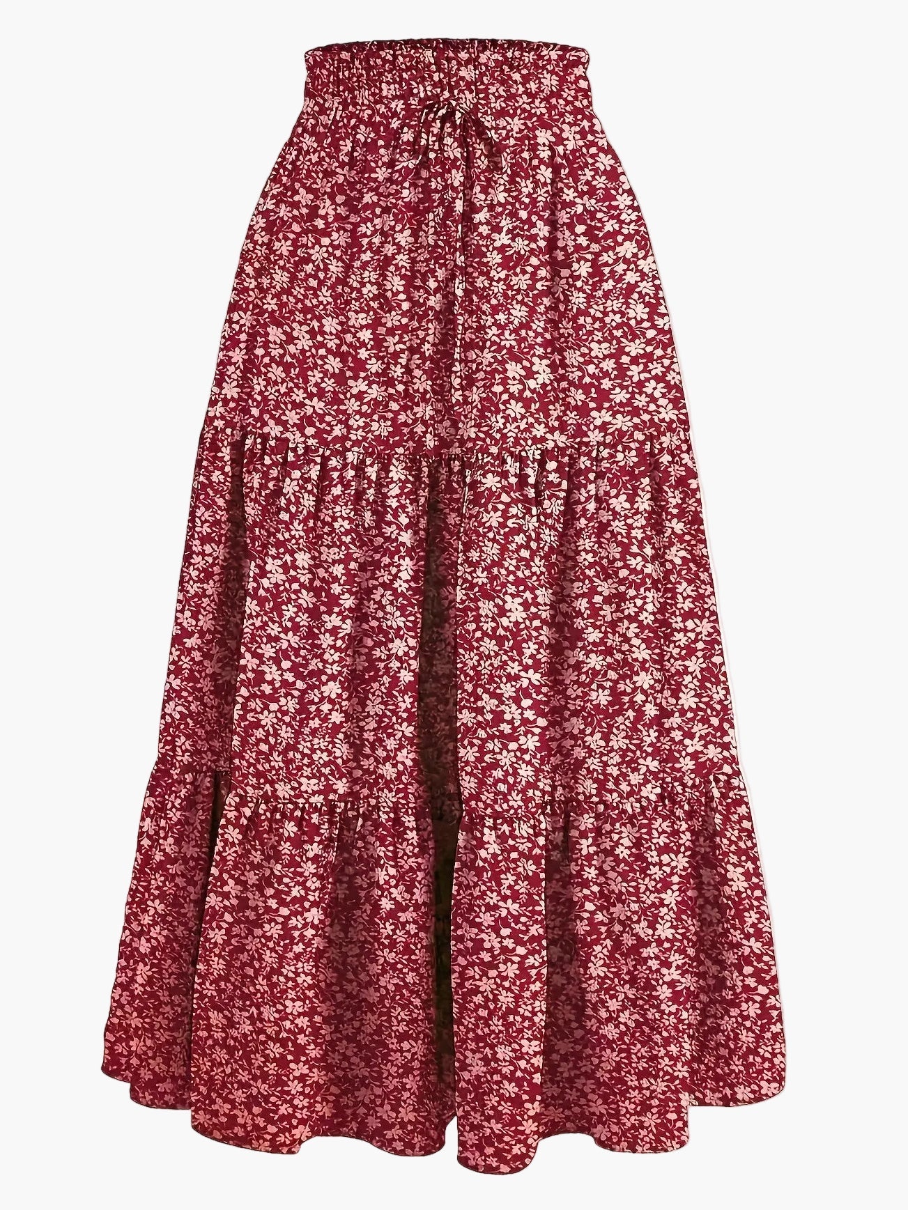 Women's Elegant Tiered Skirt with Ruffles and Drawstring – Perfect for Everyday & Leisure