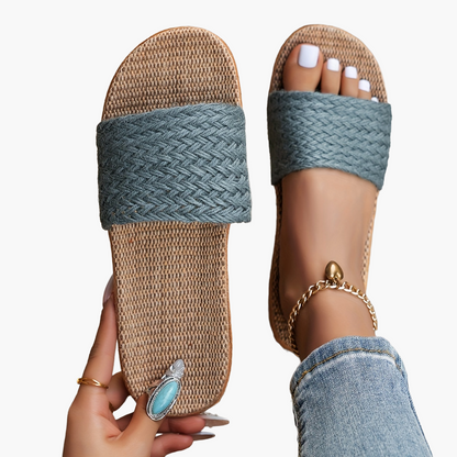 Women's Comfortable Summer Sandals in Casual Style – Flat Slip-Ons, Comfortable House Slippers, Open Toes