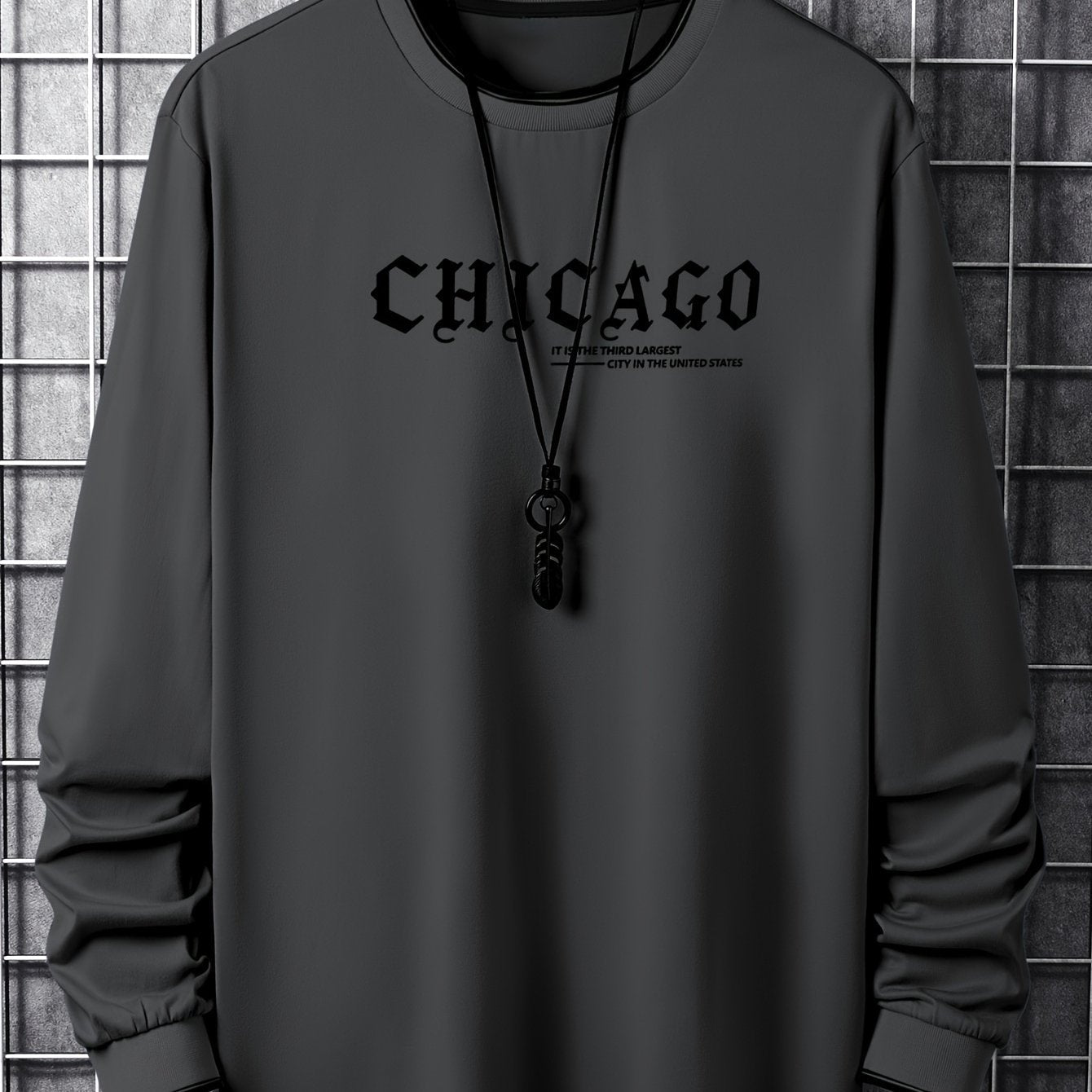 Herren Langarmshirt "Chicago" mit Rundhalsausschnitt und Rippbündchen