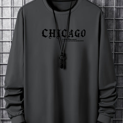 Herren Langarmshirt "Chicago" mit Rundhalsausschnitt und Rippbündchen