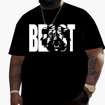 Men's T-Shirt with BEAST Print – Urban Streetwear Oversize, Short Sleeve