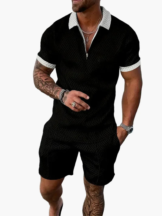 Men's Polo Shirt and Shorts Set – Casual Summer Outfit, Stylish & Comfortable for Leisure and Vacation