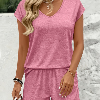 Women's Casual Set Short-Sleeve T-Shirt and Shorts for Summer – Comfortable Loungewear Style