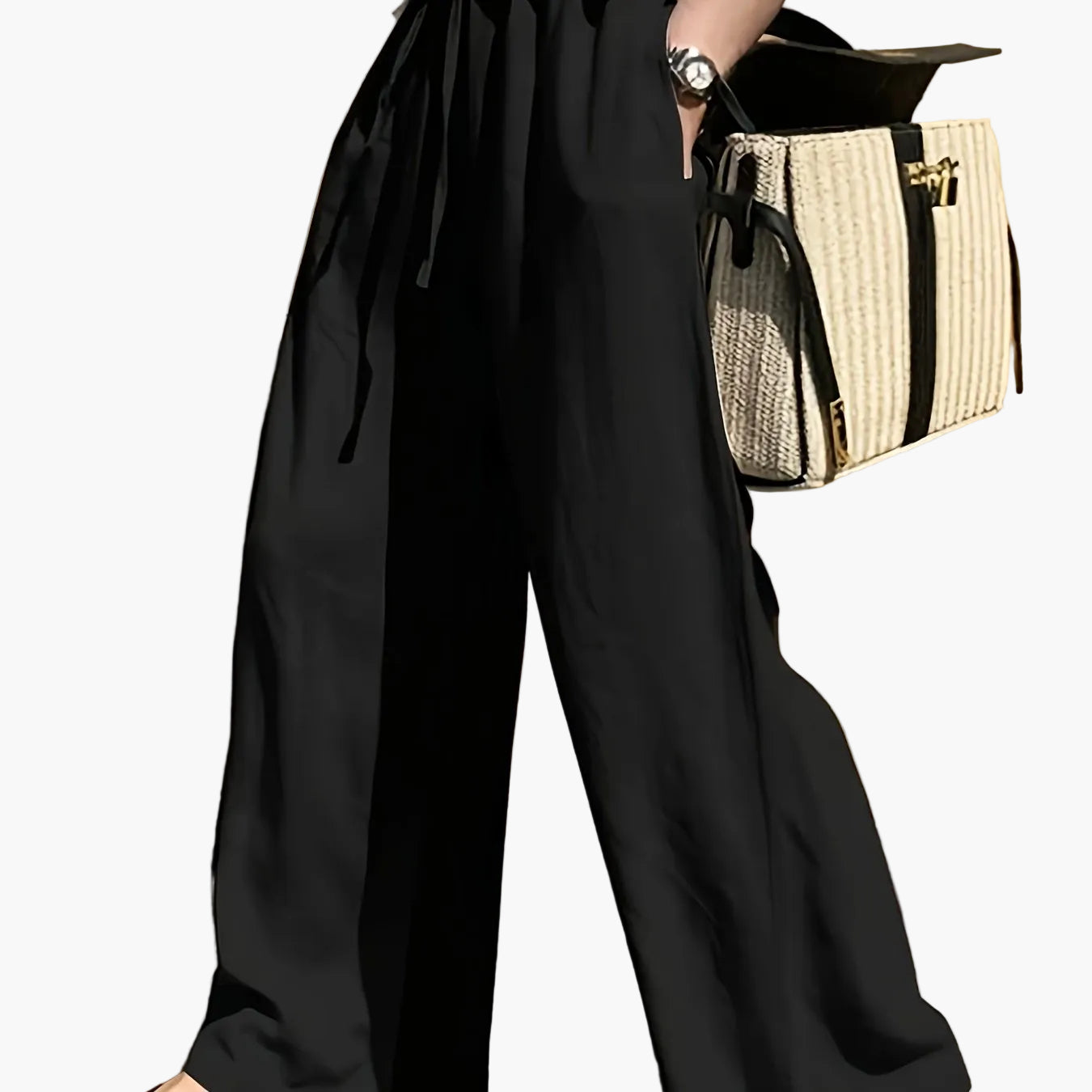Damen Weite Freizeithose mit Kordelzug – Eleganter, Lässiger Style für Alltag und Urlaub