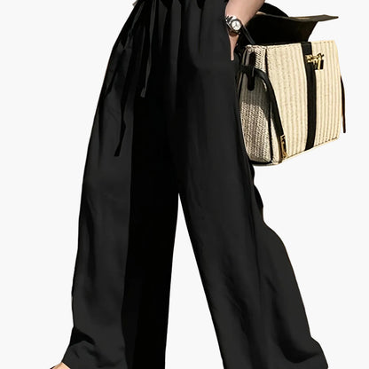 Damen Weite Freizeithose mit Kordelzug – Eleganter, Lässiger Style für Alltag und Urlaub