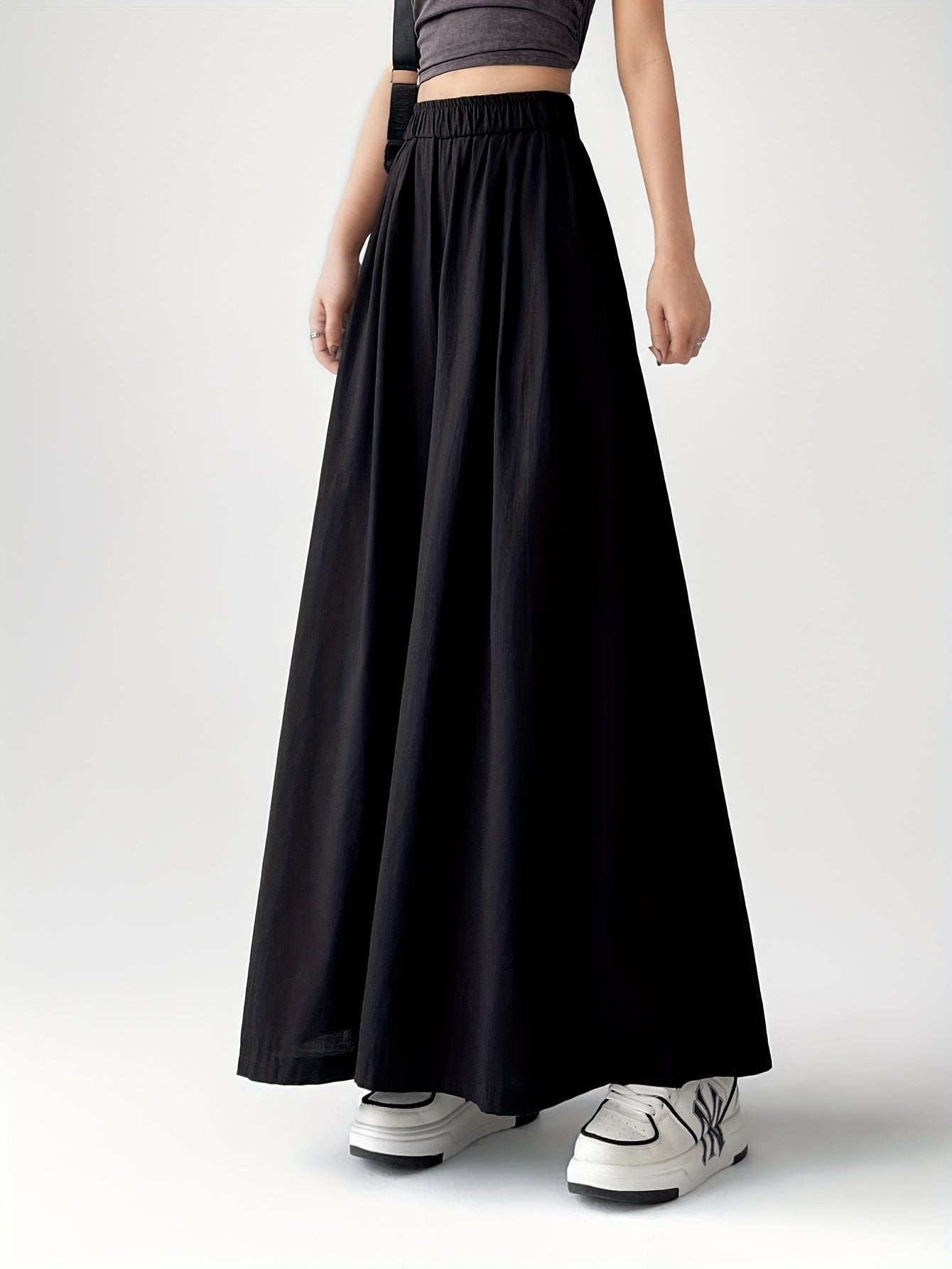 Women's Wide-Leg Culotte Pants for Leisure and Everyday Wear, Trendy Palazzo Pants, Loose Fit Design