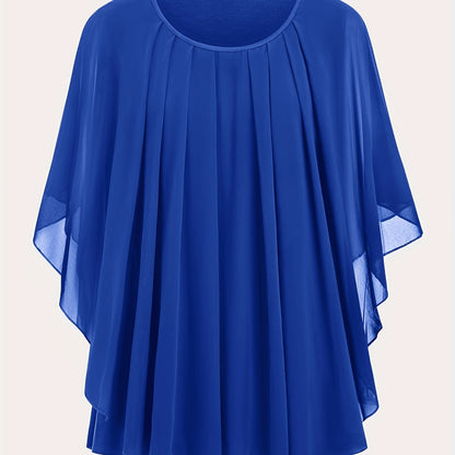 Women's Elegant Flowing Chiffon Cape Top for Going Out – Oversized Style