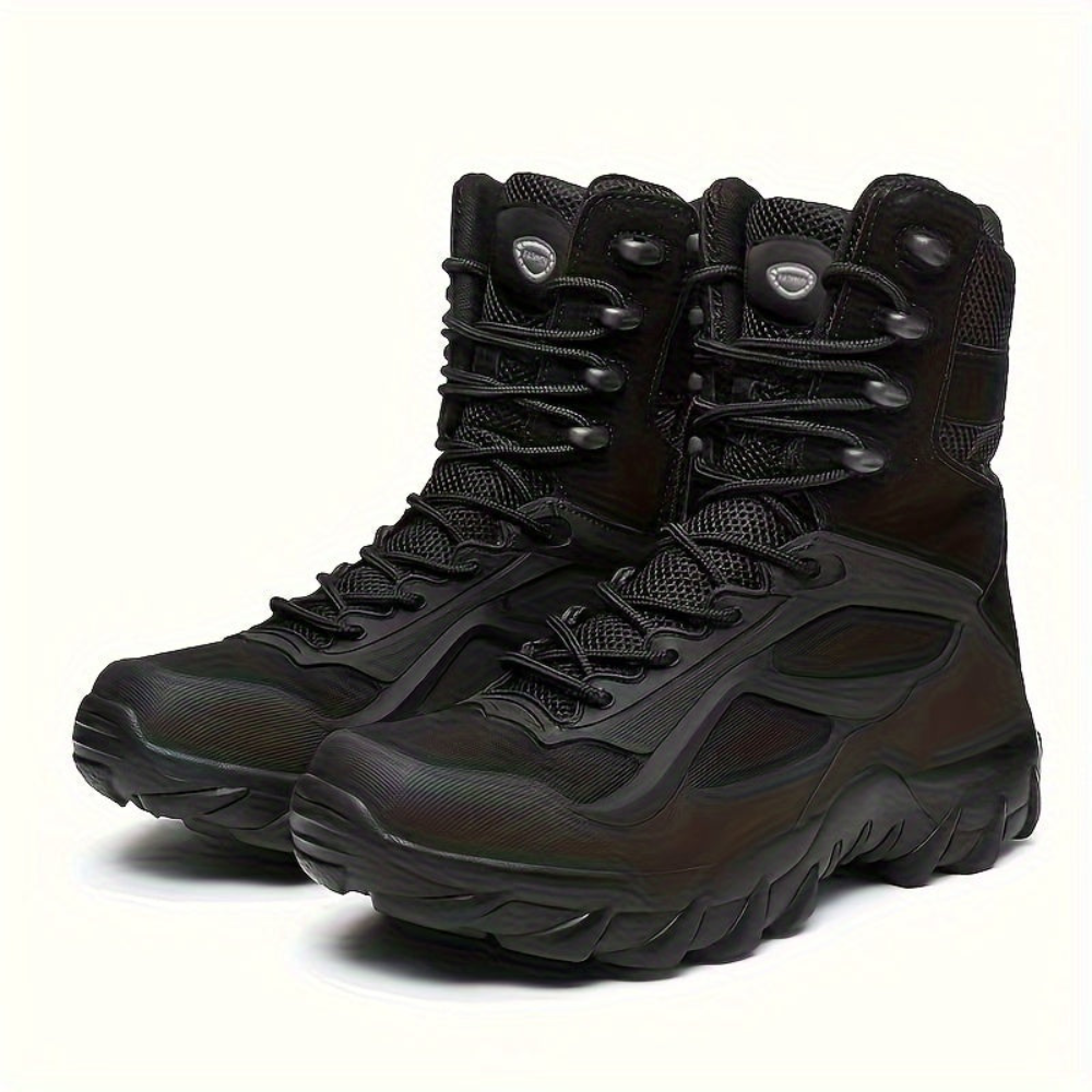 Robuste Schwarze Herren Wanderstiefel mit Schnürung und Profilsohle