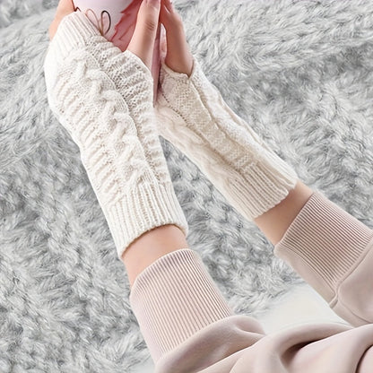 Strick Stulpen Fingerlose Handschuhe Damen Winter