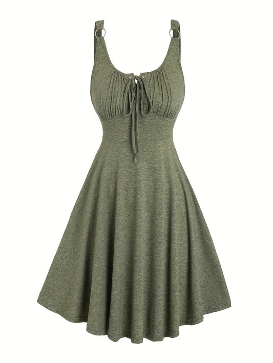 Damen Skaterkleid mit Schnürung – Freizeitkleid im Vintage-Stil für Alltag und Sommer