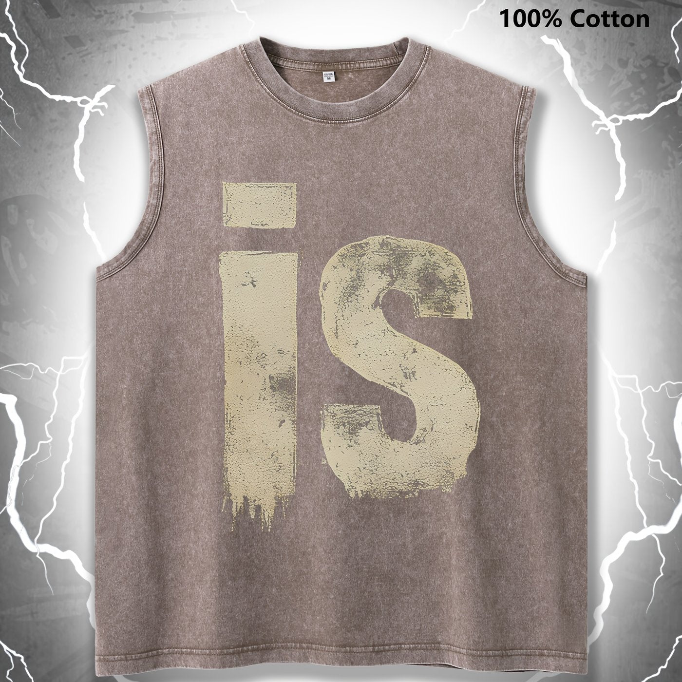 Men's Urban Streetwear Muscle Shirt with Vintage Lettering and Sleeveless Design – Modern Statement Tank Top