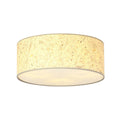 Ronde plafondlamp met lichte kap met zichtbare vezels en een matte diffusor aan de onderkant