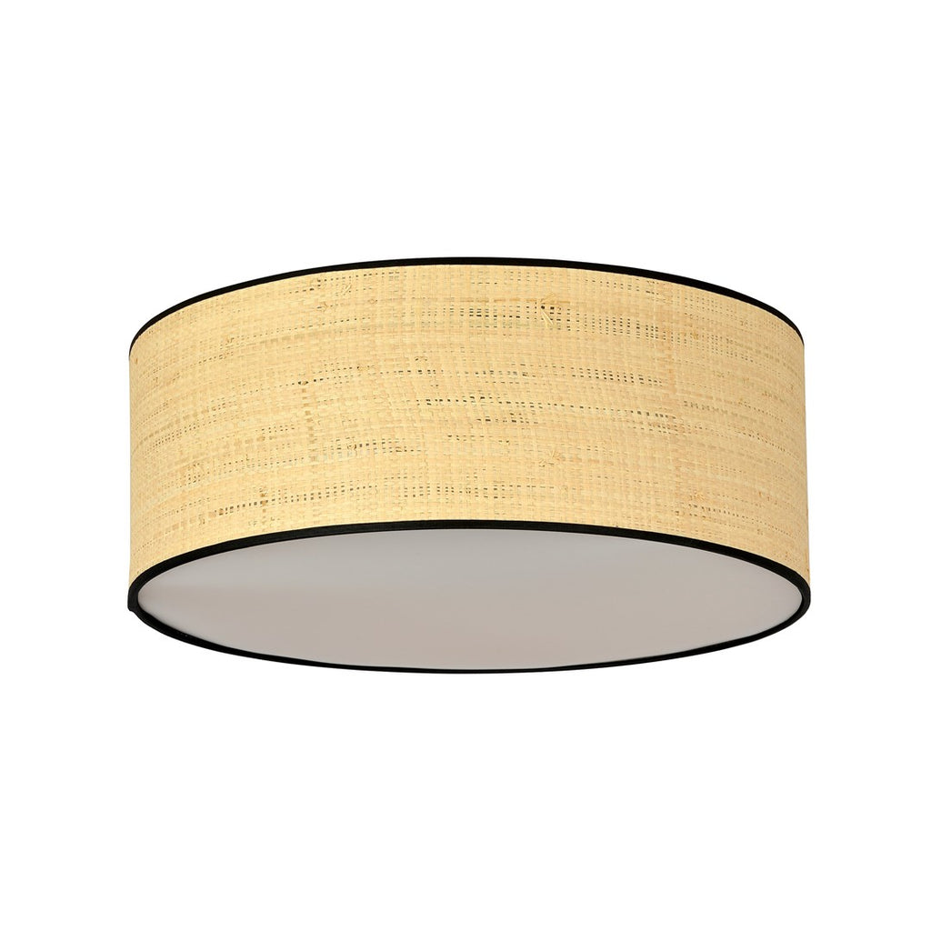 Plafondlamp Aston gepoedercoat staal boho zwart met bruine kap Ø 50 cm, 3 x E27-fitting, woonkamer en eettafel