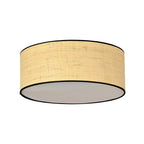 Plafondlamp Aston gepoedercoat staal boho zwart met bruine kap Ø 50 cm, 3 x E27-fitting, woonkamer en eettafel