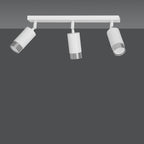 Plafondlamp 3 spots gepoedercoat staal, modern, Hiro wit met zilverkleurige accenten, 45 cm breed