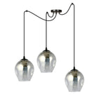 Hanglamp 3 lichts gepoedercoat staal en glas, modern, zwart met grafiet kap Ø 14 cm, E27