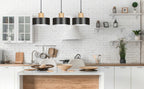 Hanglamp gepoedercoat staal en hout Torin, zwart, 3 lichts, 80 x 100 cm, verstelbare hoogte, woonkamer en eetkamer