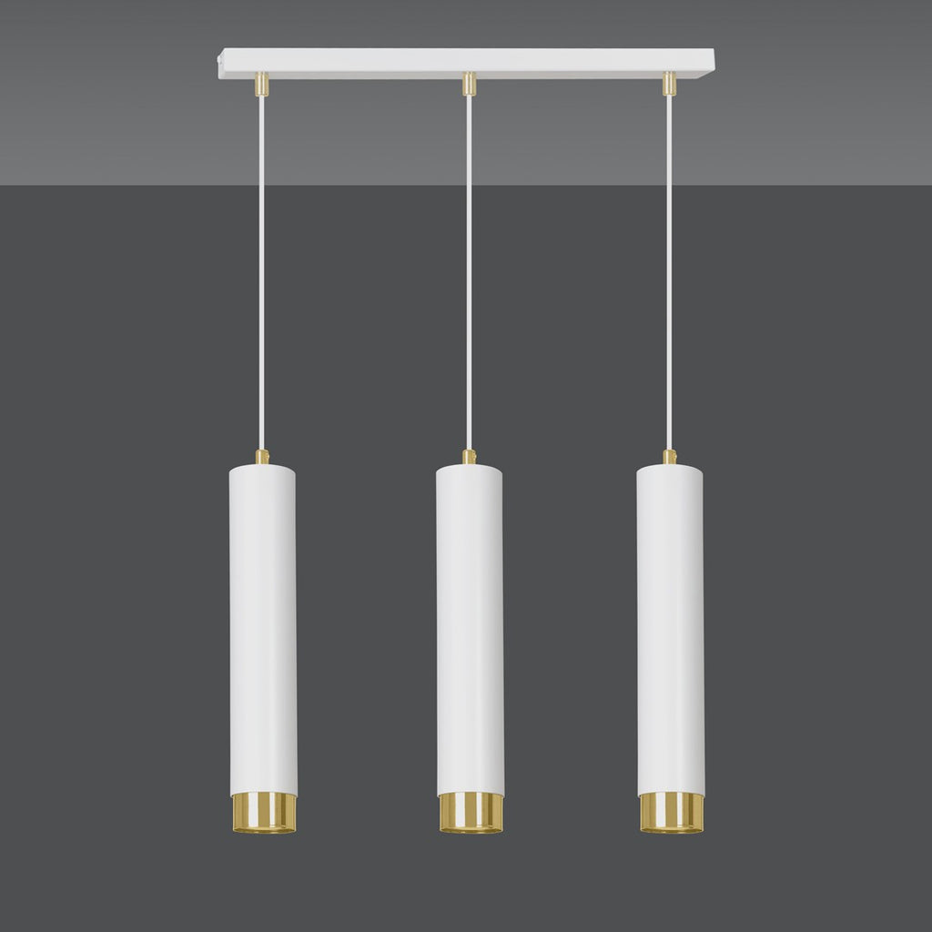 Hanglamp staal modern Kibo wit met goud, 3 lichts, verstelbare hoogte – 45 x 100 cm