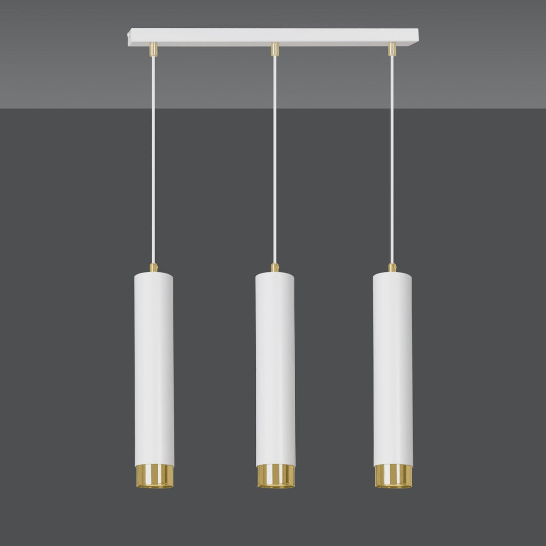 Hanglamp staal modern Kibo wit met goud, 3 lichts, verstelbare hoogte – 45 x 100 cm